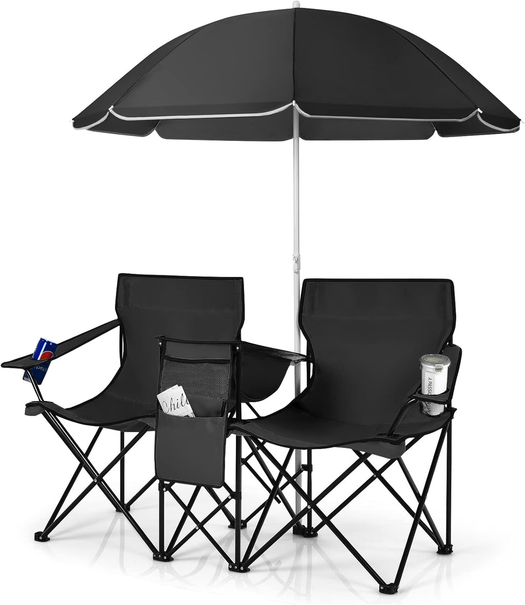 Double Picnic Chair with Umbrella & Cooler