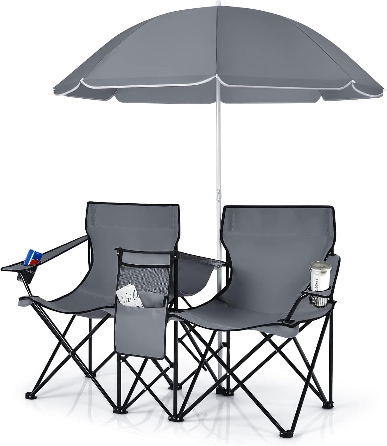 Double Picnic Chair with Umbrella & Cooler