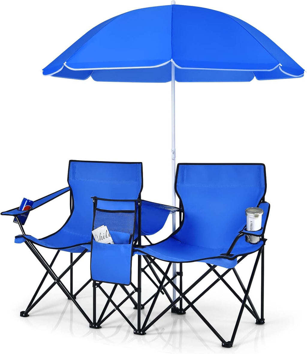 Double Picnic Chair with Umbrella & Cooler
