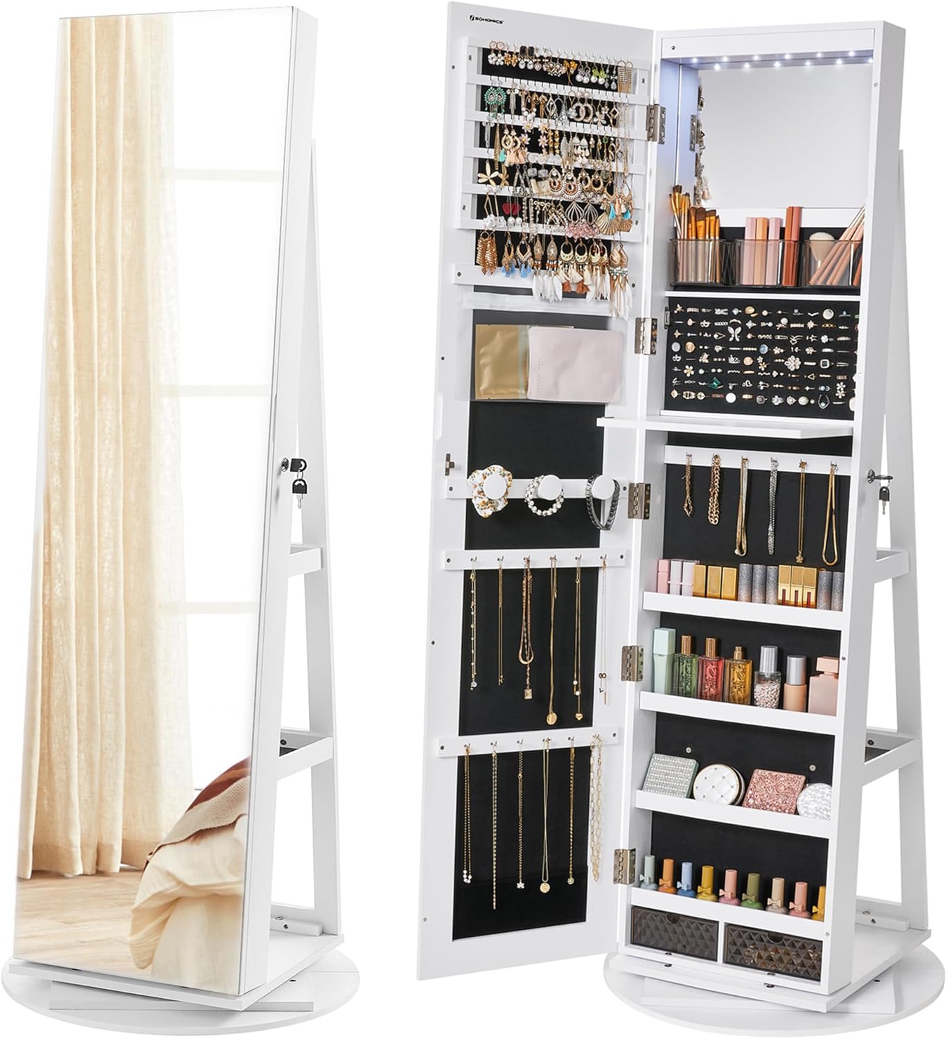 Jewelry Lockable Mirror (155 x 54.5 x 37 cm)