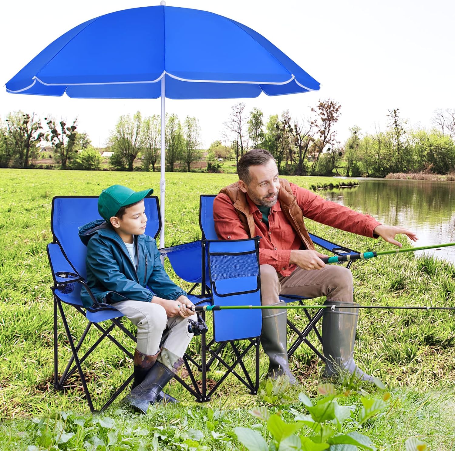 Double Picnic Chair with Umbrella & Cooler