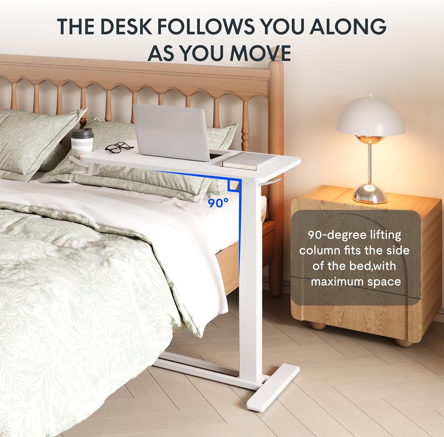 Mobile Adjustable Bedside Table