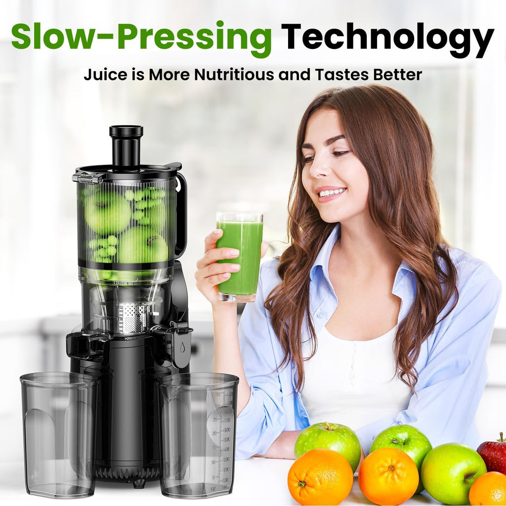 Cold Press Juicer EasyFruit + 10 Glass Bottles + Cleaning Kit