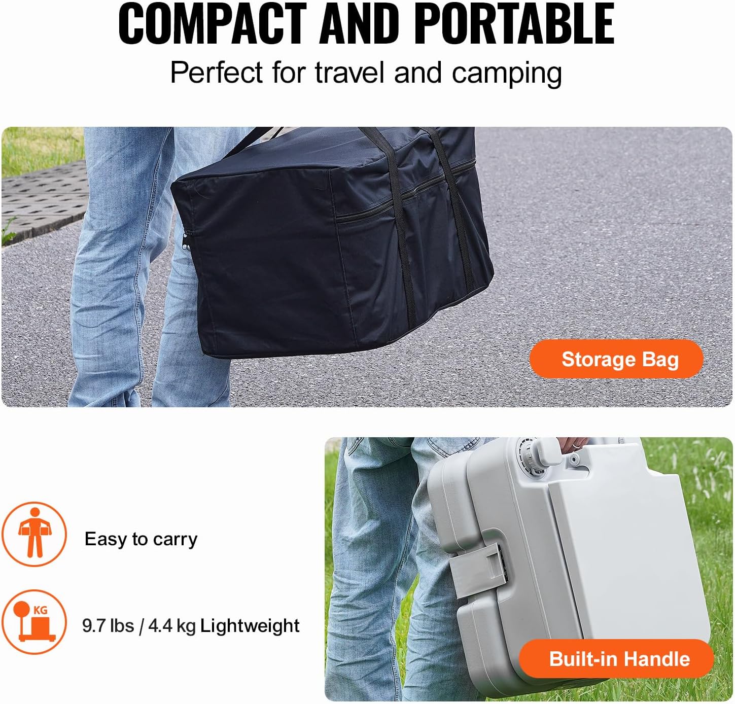 Portable Toilet for Camping (Supports up to 330lbs)