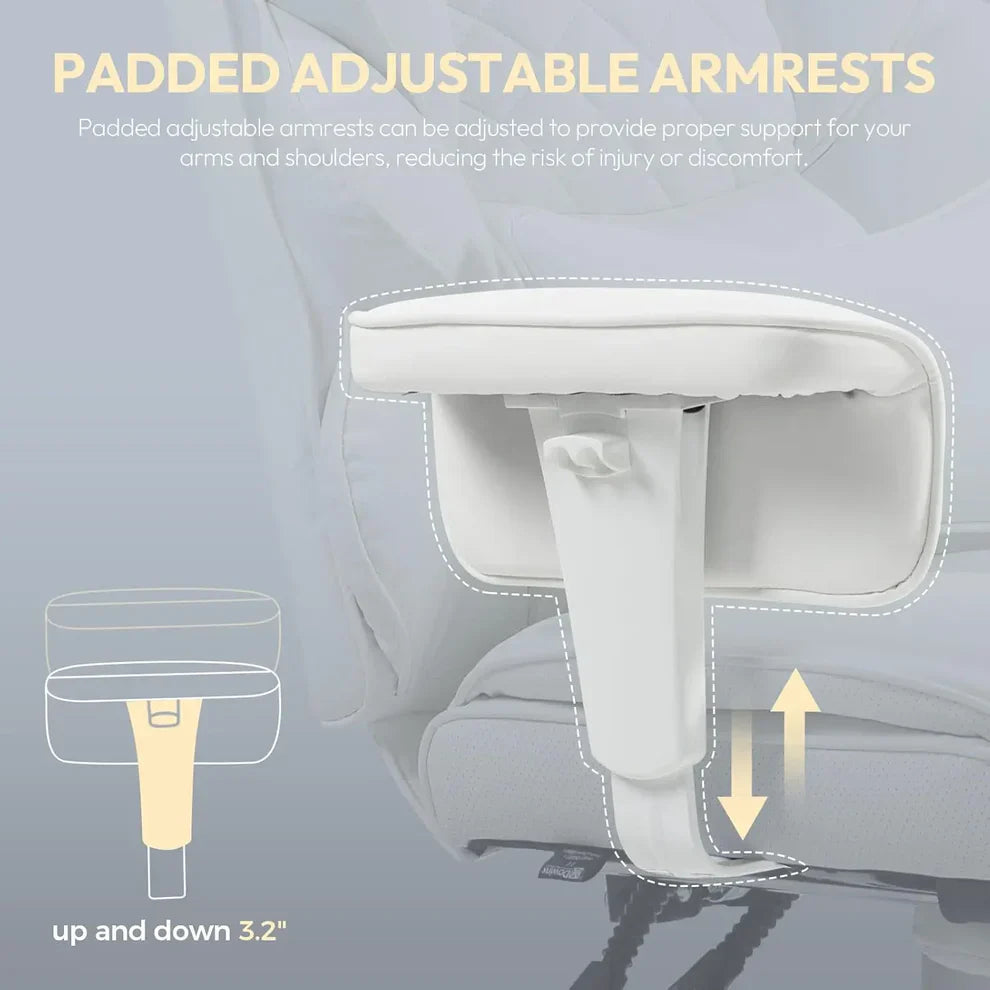 Office Chair with Lumbar Support, Adjustable Armrests & Footrest