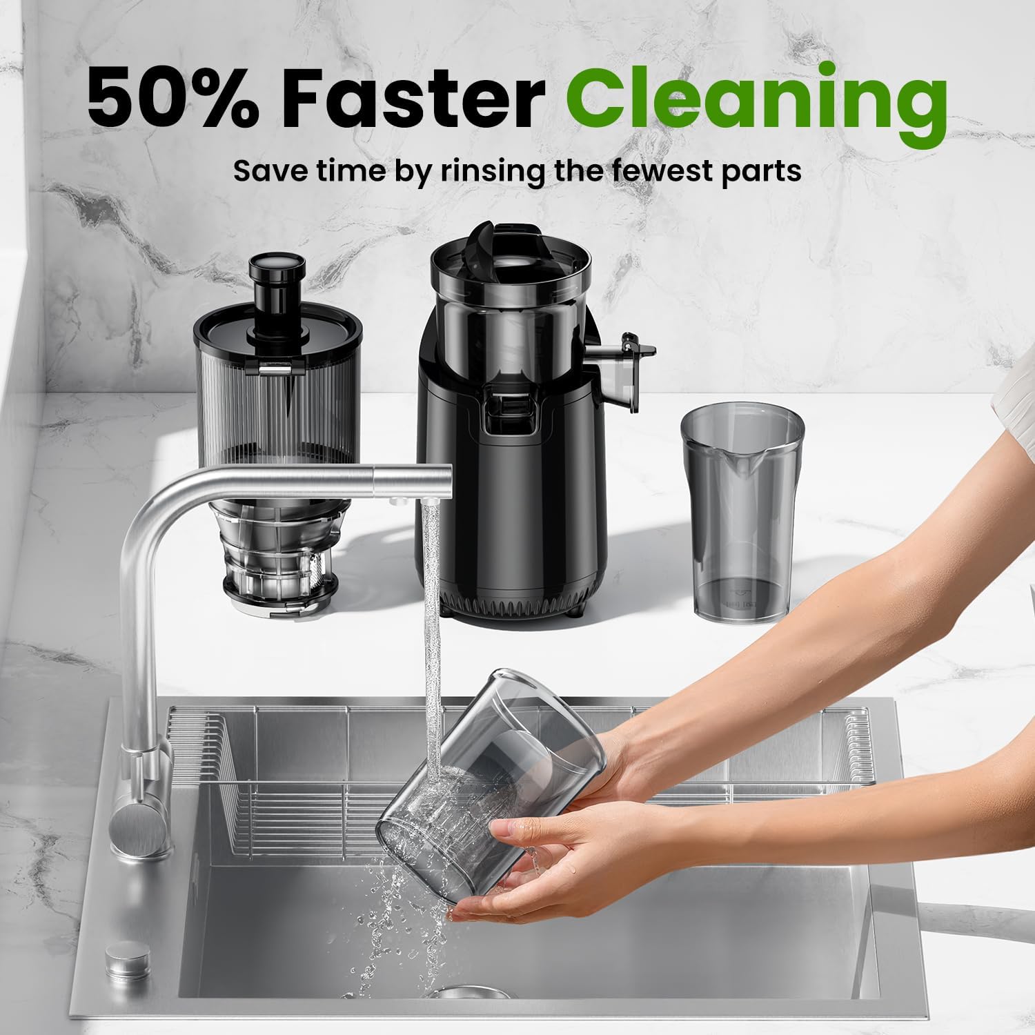 Cold Press Juicer EasyFruit + 10 Glass Bottles + Cleaning Kit