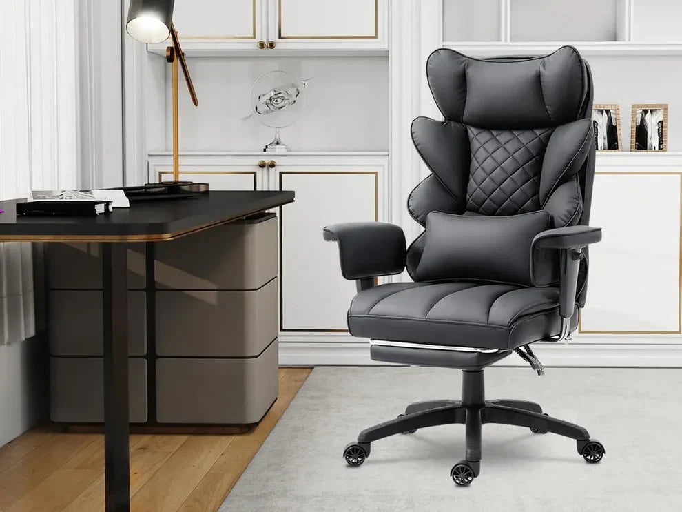 Office Chair with Lumbar Support, Adjustable Armrests & Footrest